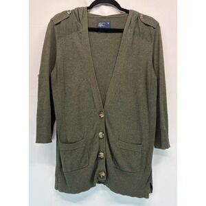 American Eagle Green Knit Long Button Front Cardigan Size Large